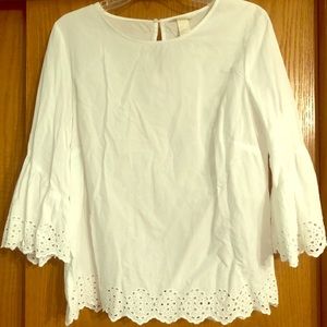 H&M White Trumpet- Sleeve Blouse